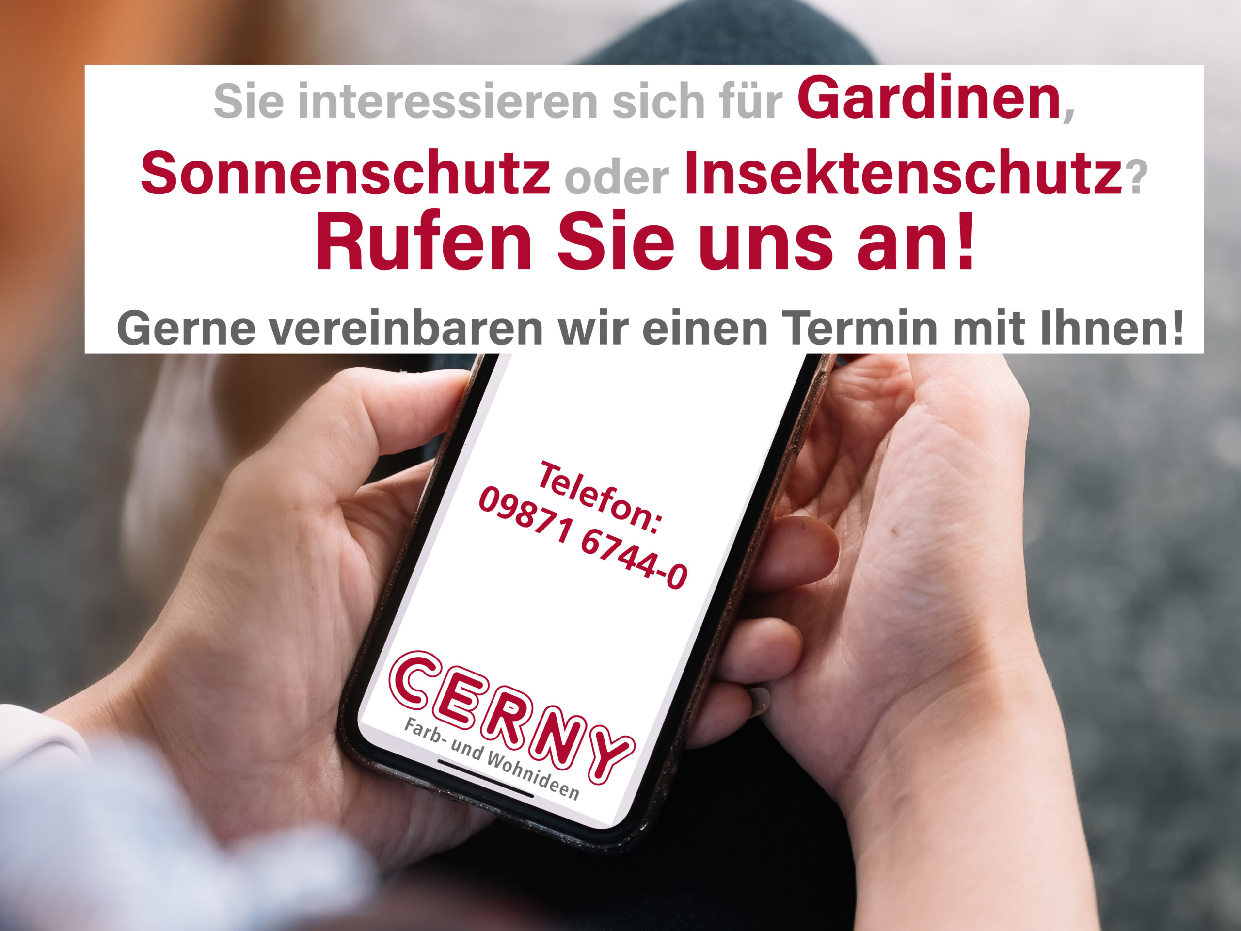 Sie interessieren sich für Gardinen, Sonnenschutz oder Insektenschutz? Rufen Sie uns an! Gerne vereinbaren wir einen Termin mit Ihnen!